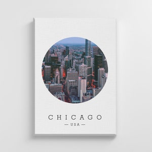 USA-Chicago-Landschaft Karte großen Leinwand Kunstdruck stilvolle Dekoration Wand Illustrationskunst Kinderzimmer Dekor Wohnzimmer | IC88
