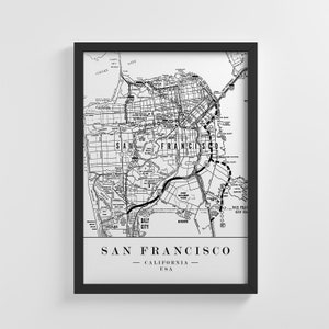 San Francisco City Map Frameless affiche Illustration impression d’Art élégant décoration Art mural chambre d’enfant Decor salon | IC76