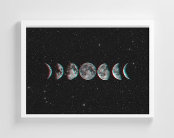 Space Starlight Trippy Moon Phases Frameless Poster Nature Space Art Print Stylish Modern Home Wall Art Nursery Decor Living Room | IC244