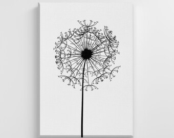 Single Minimal Watercolor Dandelion Large Canvas Nature Art Print Stylish Home Decoration Wall Art Nursery Decor Living Room | IC110