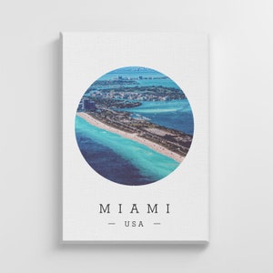 Miami Beach Landscape Summer USA Large Canvas Illustration Art Print Stylish Home Decoration Wall Art Nursery Decor Living Room | IC96
