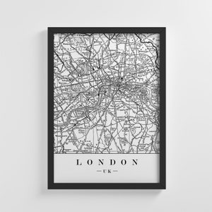 Mappa della città di Londra piano Frameless Poster illustrazione arte stampa elegante decorazione domestica parete Art Nursery Decor Living Room | IC75