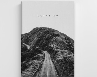 Let's Go Quote Road Landscape Large Canvas Travel Art Print Stylish Home Decoration Wall Art Nursery Decor Living Room | IC117