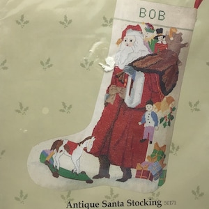 Antique Santa Counted Cross Stitch Christmas Stocking Kit
