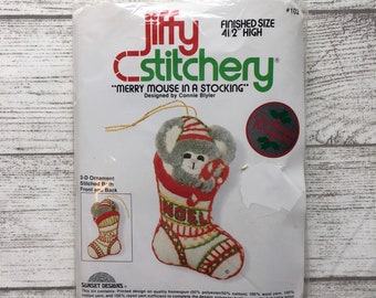 Fabric Christmas Trees Set of Three 3-D Christmas Tree Ornaments On Sale Yours Truly Ornament Kit Vintage 1978 and Sealed