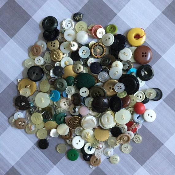 Vintage Sewing Button Lot Scoop of Assorted Craft Buttons Random Sizes  Colors Shapes lot I 