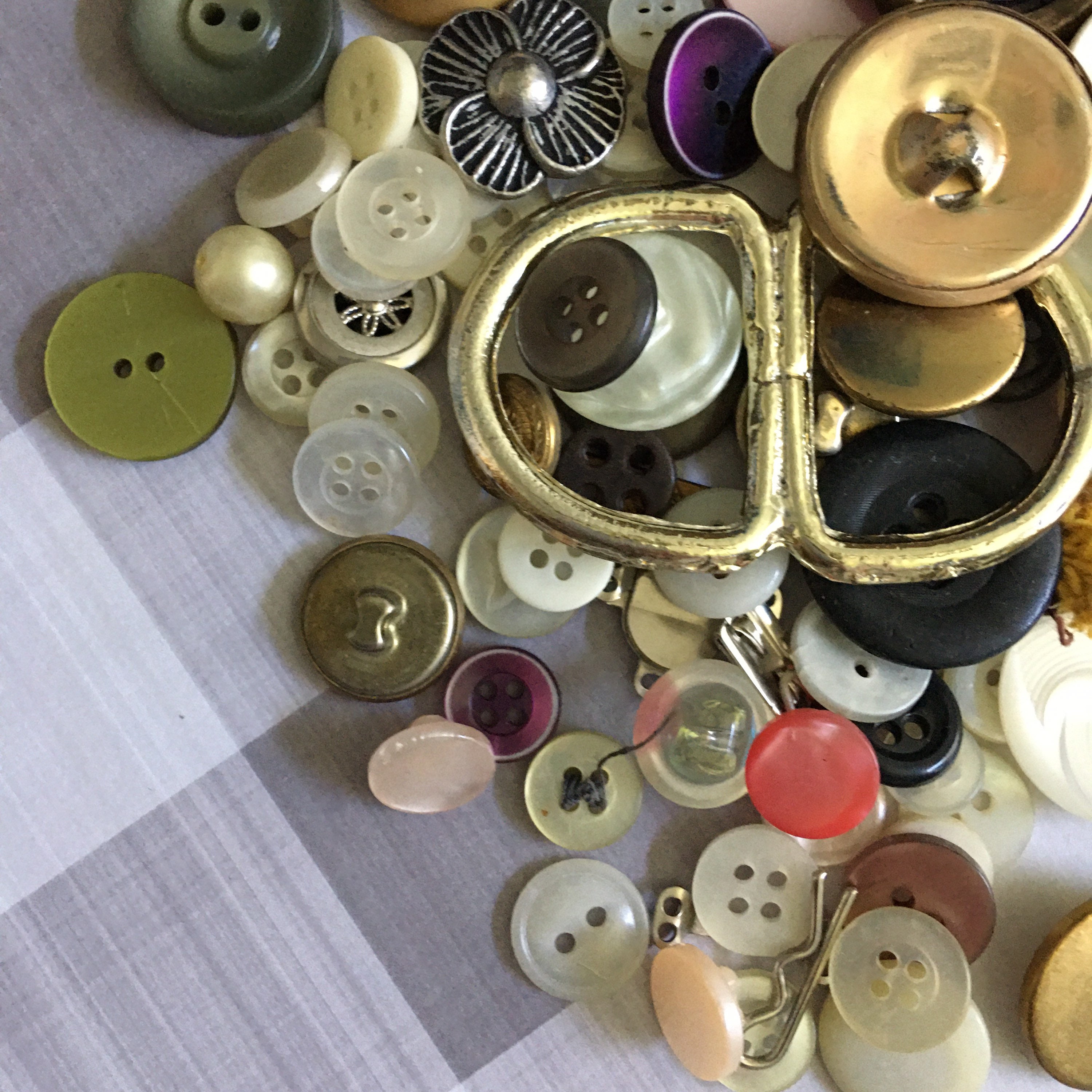 Vintage Sewing Button Lot Scoop of Assorted Craft Buttons Random Sizes  Colors Shapes lot L 