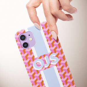 Preppy Stripe Phone Case, Monogram iPhone Personalized Initial iPhone 17 Pro Case, Custom iPhone 16 Case, iPhone 12 13 14 15 16 Magsafe Case