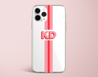 Custom Initial iPhone 11 Pro Max Case Clear Striped Monogram Phone Cover Personalised iPhone 11 Case Case iPhone XS Max XR 7 8 Plus Case