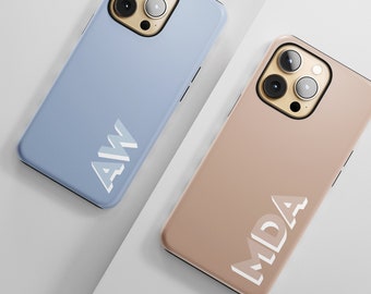 Étui de téléphone monogramme de coin latéral personnalisé, étui iPhone initial personnalisé, couverture iPhone 11 12 13, iPhone XS 8 7 Plus XR Pixel