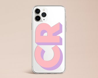 Large Monogram Phone Case, Drop shadow Monogram iPhone Case, Personalised Initial  Case, iPhone 7 8 Plus X XR XS Max 11 Pro Max Case