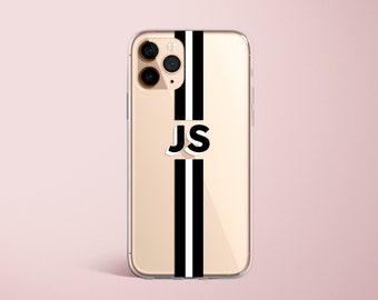 Custom Initial iPhone Case Clear Striped Monogram Phone Cover Personalised iPhone 11 Case iPhone 11 Pro Max Case XS Max XR 7 8 Plus Case