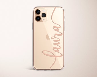 Name on Clear iPhone Case Handwritten Custom Monogram iPhone 12 Pro 11 Pro Max 7 8 Plus XR XS Max Case Personalized Script Name on Case