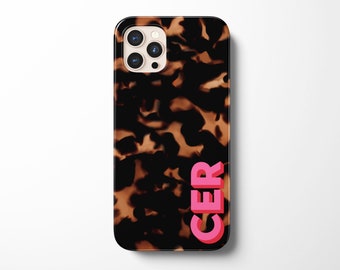 Custodia personalizzata per iPhone, custodia personalizzata con monogramma sull'angolo laterale per iPhone 14 Pro, elegante custodia personalizzata con iniziale per iPhone 11 12 13 14 15 16 17 Pro Max Magsafe