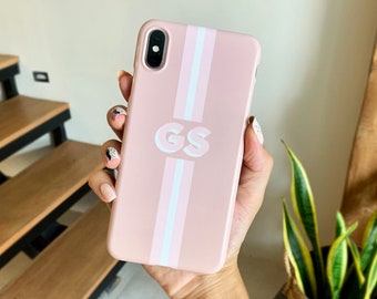 Taupe iPhone Case Personalized Monogram iPhone 11 Case Stripe iPhone 11 Pro Case iPhone XS 8 7 Plus XR  Pixel