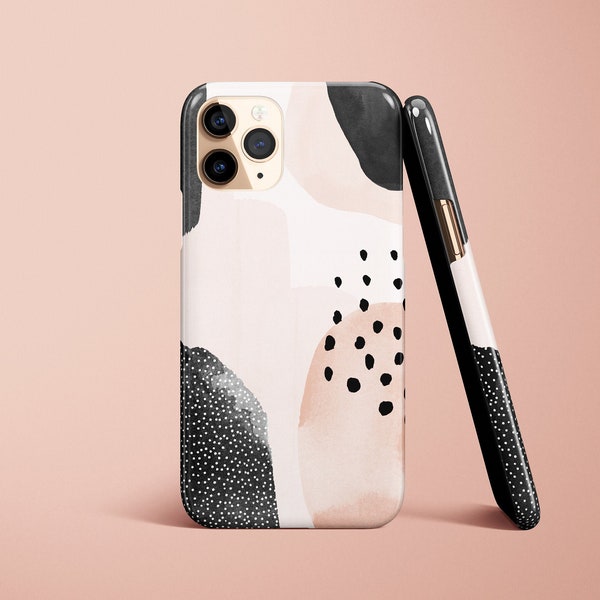 Nude Abstracts iPhone Case, Watercolor Polka Dot Pattern Phone Case, Nude Pink Classy Minimalistic Design