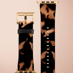 Tortoise Pattern Apple Watch Strap, Brown Animal Spots Band, Stylish Marbled Cheetah Leopard, Vegan Leather Watch Band, 38mm 40mm 42mm 44mm