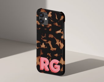 Bottom Initial Tortoise Pattern Phone Case Personalized iPhone 12 Pro Case iPhone 11 Pro Max Case iPhone XS 8 7 Plus XR  Pixel