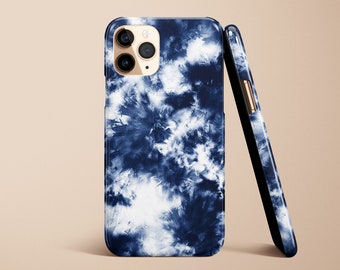 Blue Tie Dye Phone Case, Retro Indigo Denim Tie Dye iPhone Case, Boho Turquoise Abstract Ink Pattern Design,  Case, Google Pixel Case