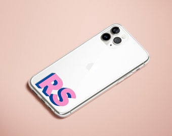 Large Initials iPhone Case Dropshadow Text Name Clear Personalised iPhone 11 11 Pro Max X XS Xr Max 8 Plus 7 6 6S Custom Monogram