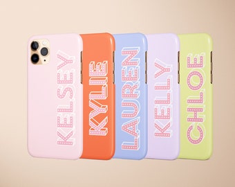 Personalized Phone Case, Custom Drop Shadow Name Case, Solid Color Pastel Pink Monogram iPhone Case,  Case, Google Pixel Case