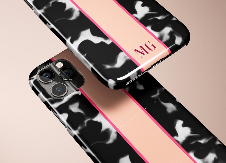 Classy Monogram Phone Case Personalized Tortoise Pattern Etsy