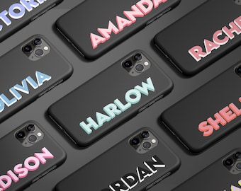 Personalised Name iPhone Case Side Monogram iPhone 13 Pro Max Case Custom Dropshadow iPhone 12 Case iPhone XS 8 7 Plus XR 11