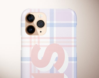 Plaid Monogram iPhone Case Personalized Tartan Large Initial iPhone 13 Case Custom iPhone 12 Pro Case iPhone 11 XR XS Max 8 7 Plus Case