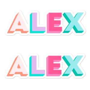 Personalised Sticker Rainbow Dropshadow - 2 Sticker Pack - Text Laptop ...