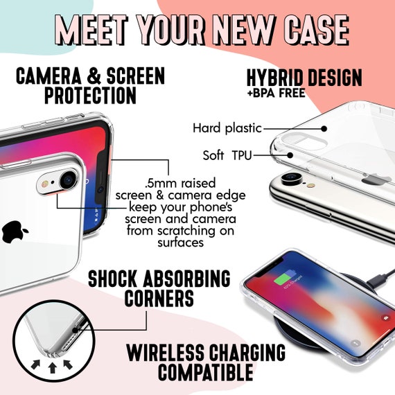 Funda transparente con láser colorido rosa para iPhone X XR XS SE 7 8 11 12  13 14 15 Pro Mini Plus Pro Max