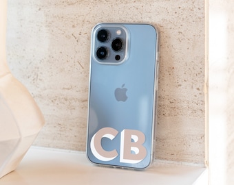 Monogram Initials iPhone Case, Personalised Name iPhone Case, iPhone XR XS Max 11 Case iPhone 12 iPhone 13 Pro Max Protective Clear Case