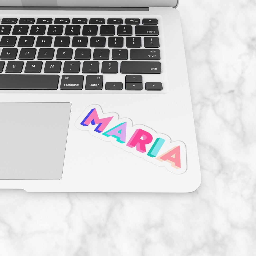 Personalised Sticker Rainbow Dropshadow - 2 Sticker Pack - Text Laptop ...