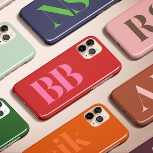 Autumn Color Monogram Phone Case, Custom Personalized Initial iPhone 14 Case, Cute iPhone 11 12 13 Pro Max Case, iPhone XS 8 7 Plus XR Cover