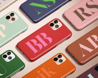 Autumn Color Monogram Phone Case, Custom Personalized Initial iPhone 14 Case, Cute iPhone 11 12 13 Pro Max Case, iPhone XS 8 7 Plus XR Cover