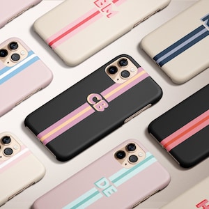Monogram iPhone Case Personalized Stripe iPhone 12 Case Custom iPhone 11 Pro Max Case iPhone XS 8 7 Plus XR Case  Case