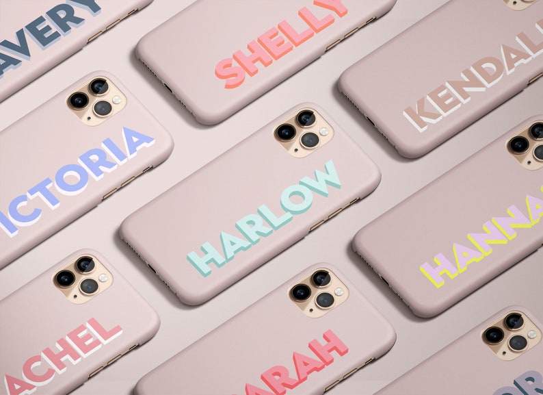 Side Monogram iPhone Case Personalised Name iPhone 11 Pro Max Case Custom Dropshadow iPhone 12 Case iPhone XS 8 7 Plus XR Samsung Galaxy
