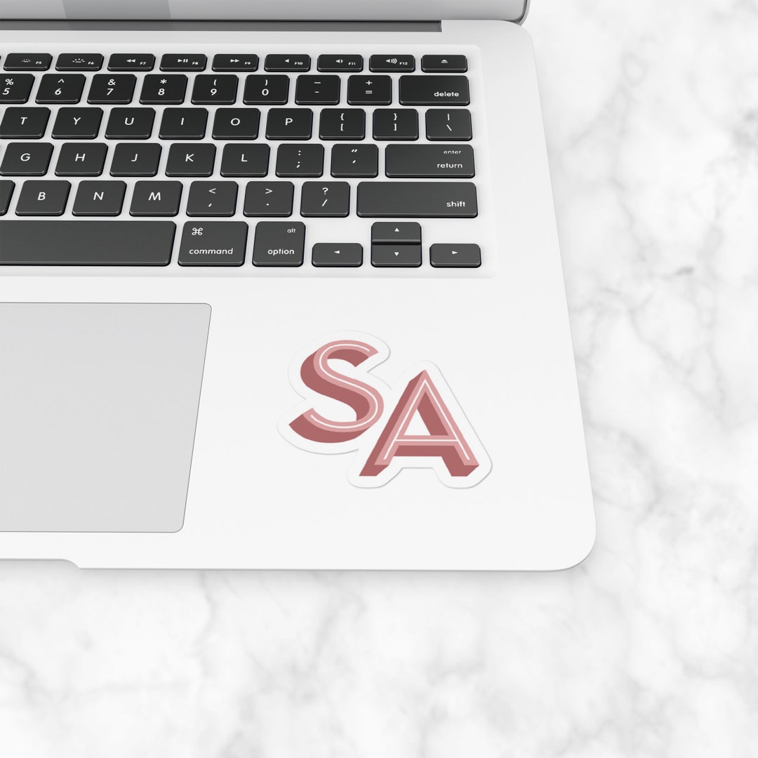 Personalised Sticker Nude Dropshadow 4 Sticker Pack Monogram Laptop ...
