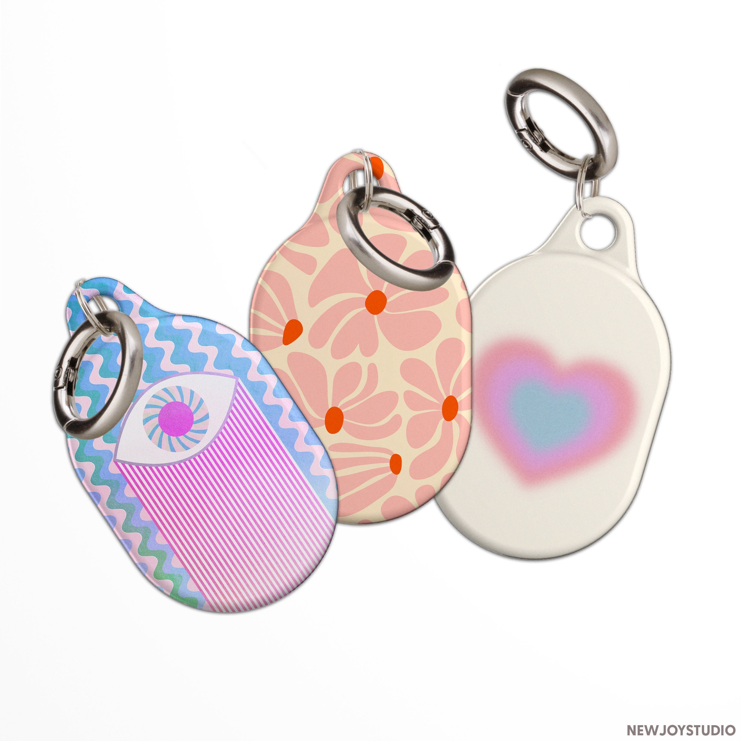 Apple キーリング レインボー カラビナキーチェーン付きの美しいApple AirTagケース、デザイナー