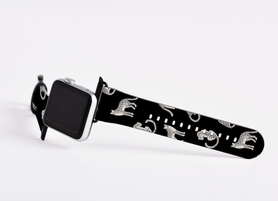Black cheetah apple watch band clearance