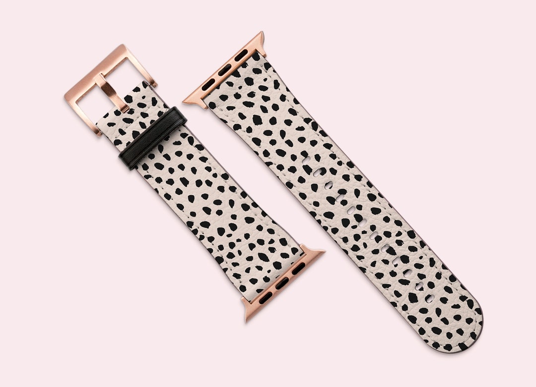 Apple Watch Strap, Black and Nude Animal Dots Band, Classy Dalmatian Cheetah Leopard Spots, Vegan Leather Watch Band, 38mm 40mm 42mm 44mm - Etsy 日本