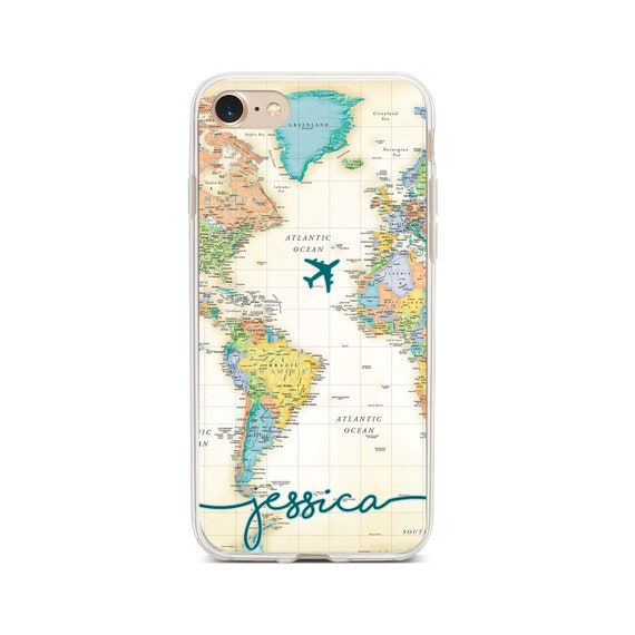 World Map Ocean Blue Watercolor Samsung S10 Case