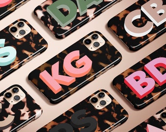 Monogram Tortoise iPhone Case Personalized Large Initial iPhone 16 Case  Custom iPhone 17 Pro Case iPhone 12 13 14 15 Pro Max Magsafe