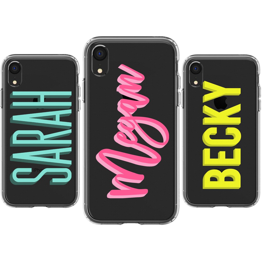IPhone Case Custom Name Clear Monogram Initials Drop Shadow iPhone X XR
