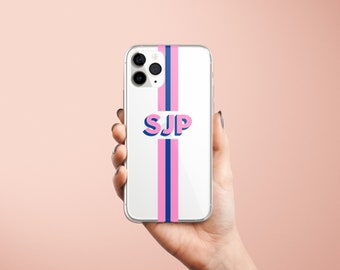 Personalised iPhone Case Clear Striped Monogram Phone Cover Girly 2 Color Custom Name iPhone 11 11 Pro Max XS Max XR 7 Plus 8 Plus Case