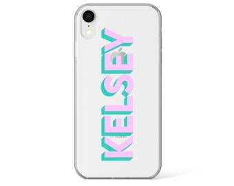 iPhone Case Custom Name Clear Monogram Initials Drop shadow iPhone X XR XS XS Max Case iPhone 7 Plus 8 Plus 6 Plus Case  Case