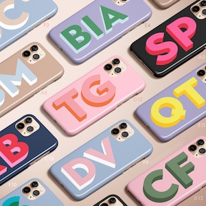 Monogramm Handyhülle Bunte 3D Schatten Personalisierte Große Initial iPhone 14 Hülle Benutzerdefinierte iPhone 13 Pro Hülle Schützende iPhone 12 Pro Max Hülle