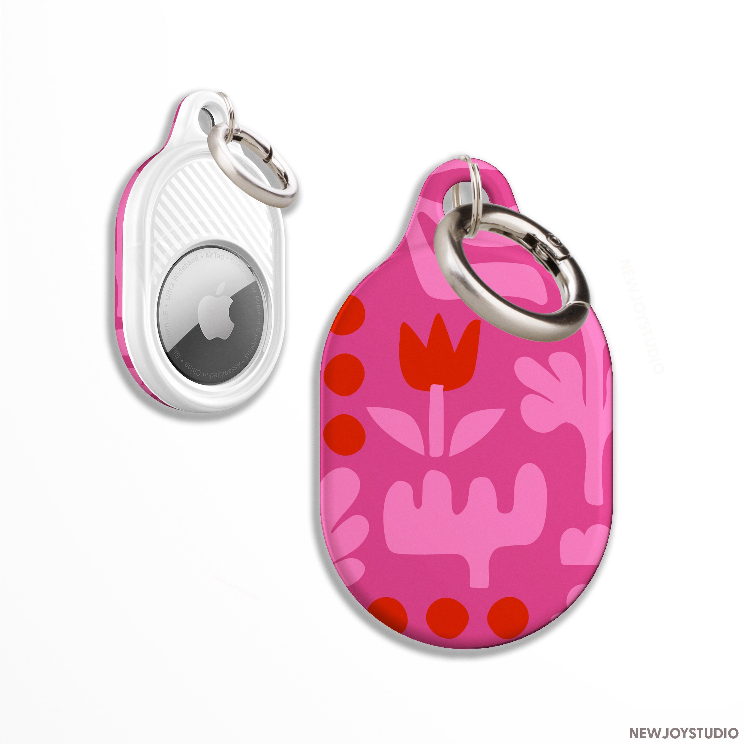 Apple キーリング レインボー カラビナキーチェーン付きの美しいApple AirTagケース、デザイナー