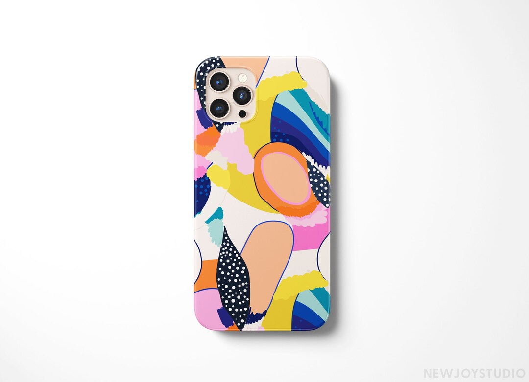 Bright Colorful Art iPhone 14 Pro Max Case, Turquoise Dots iPhone 13