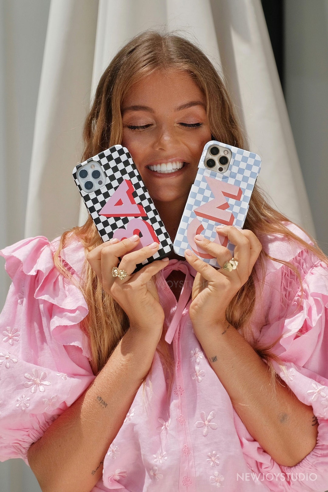 Monogram Checkerboard Large Initial iPhone Case iPhone 12 Case Custom