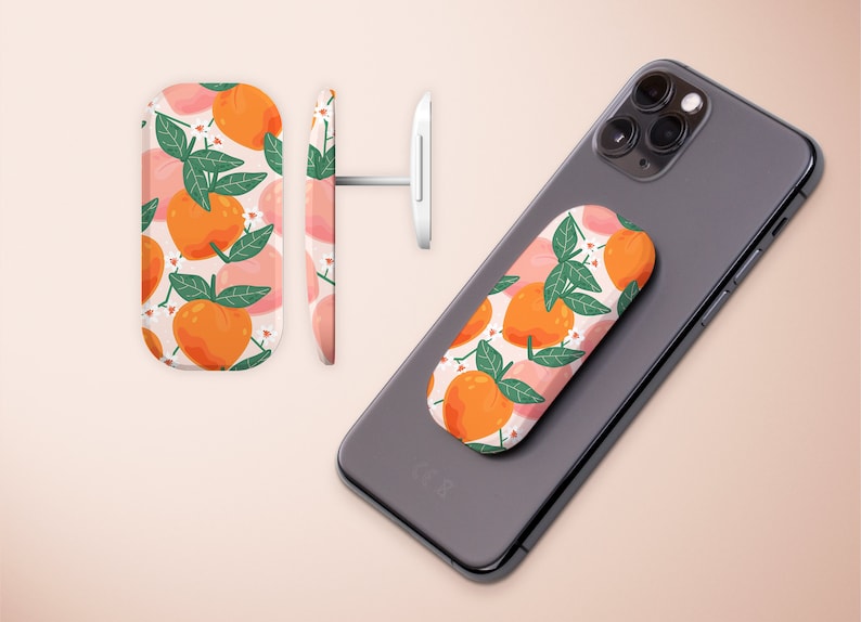 Pretty Pastel Summer Fruit Phone Stand Stick on Phone Grip Socket Universal Phone Ring Holder Peaches Finger Holder